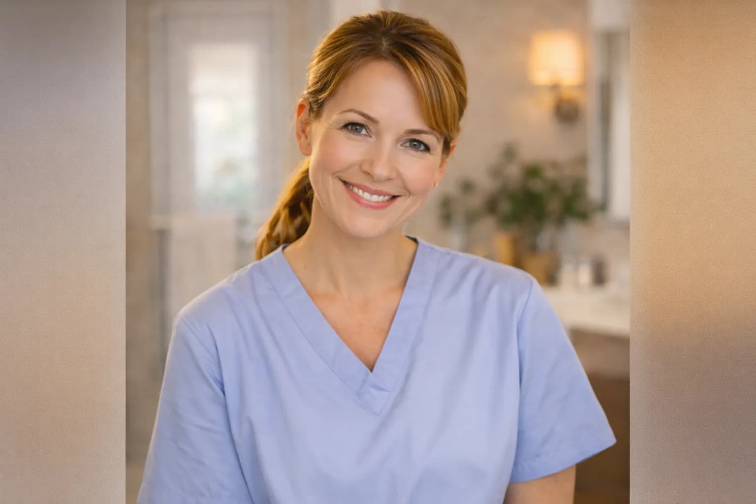 Szczęśliwa i profesjonalna Opiekunka jesiennie.pl