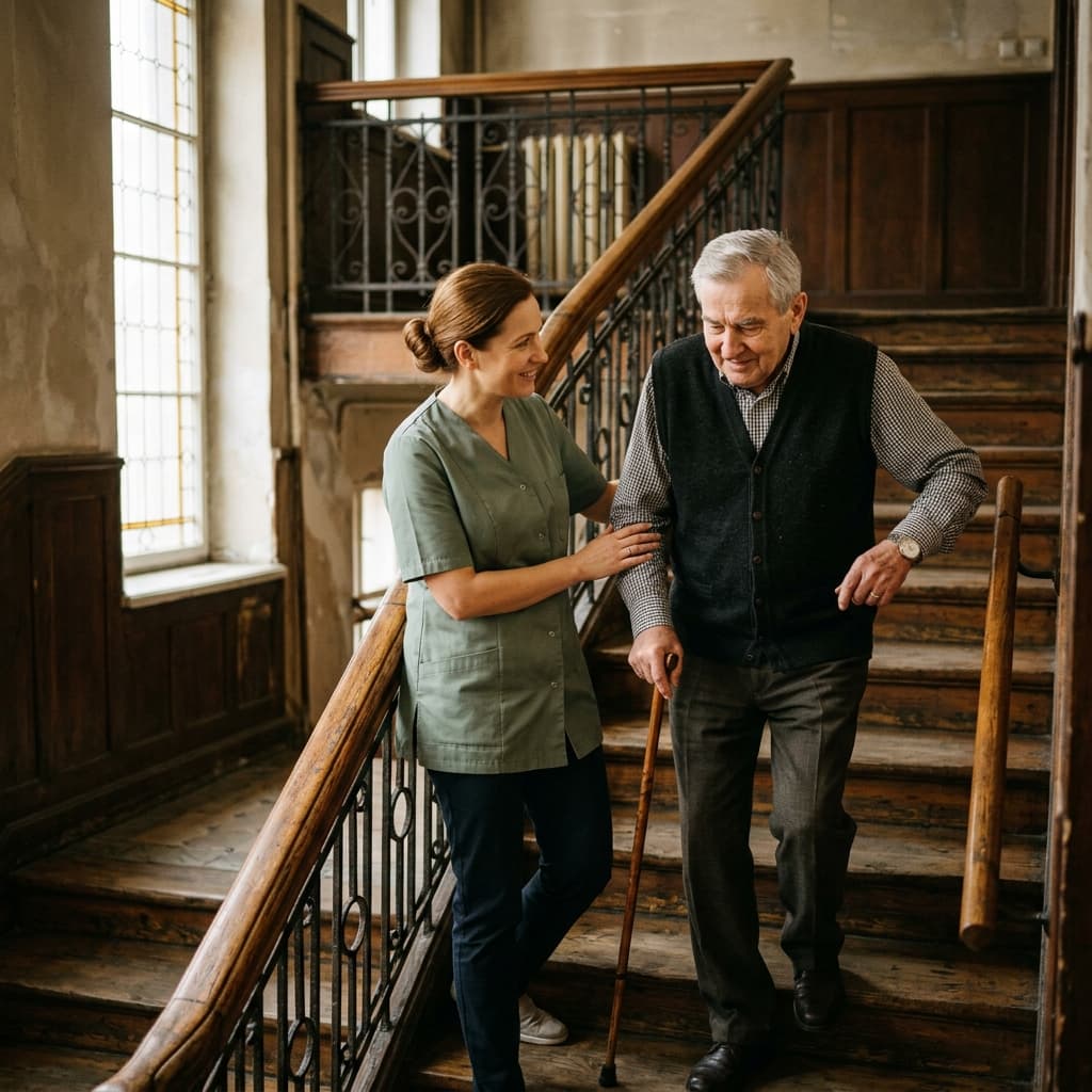 Miesiąc bez wyjścia z domu. Jak opieka godzinowa pomogła panu Bogdanowi pokonać schody na Łazarzu