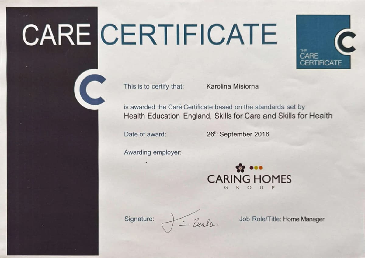 Care Certificate — certyfikat opieki (Wielka Brytania)