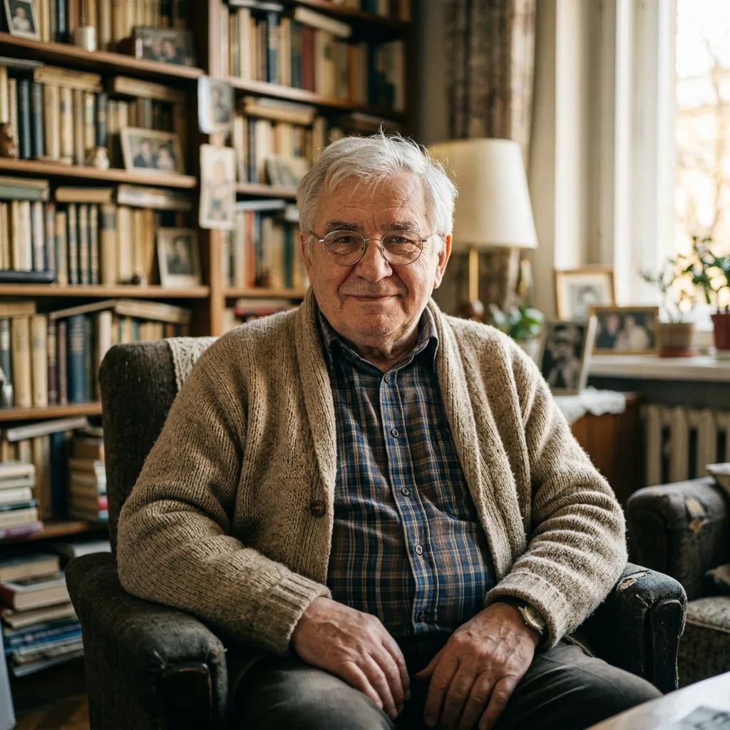 Pan Mieczysław — senior z Łodzi, w swoim fotelu w kamienicy przy Piotrkowskiej